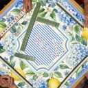 WHCHJ Blue Hydrangea Floral Lemon Mahjong Mat 31.5 x 31.5in