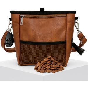 OtterPets Large Dog Treat Pouch PU Leather with Clicker, Magnetic ClaspFits all phones, 4-cup PU leather hands-free training pouch with built-in poop bag holder