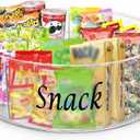 Snack Bar Station Bins, Transparent Rotating Snack Storage Pantry for Office Party Kitchen Cabinets Table, Snacks Basket Organizer, Snacks Holder Shelf, Carousel Storage for Food, Spices, Cosmetics