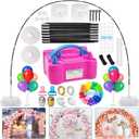 Balloon Arch Kit and Balloon Pump Electric, 10ft Wide Adjustable Balloon Arch Stand With 100Balloons 2Balloon Stands For Wedding Anniversary Birthday Mother's Day Party Decoration Graduation Ceremony