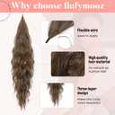 Flufymooz Ponytail Extension, Flexible Wrap Around Ponytail Extension Long Wavy Curly Ponytail Hair Extensions Natural pony tail Synthetic Hairpiece for Women 26 Inch ((Light Brown)