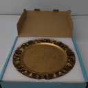 MAONAME 14" Antique Gold Charger Plates with Embossed Rims, Set of 6, Plastic Plate Chargers for Dinner Plates, Table Setting
