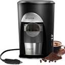 Portable Coffee Maker for Travel Camping Car, Compact Drip Coffee Machine Single Serve with 10oz Travel Mug for Traveling, RV, Office, Camping, 12V Socket, Black
