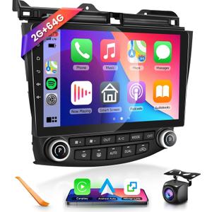 2G+64G Car Radio Stereo for Honda Accord 7th 2003-2007 with Wireless CarPlay/Android Auto, Podofo 10.1 Inch HD Touch Screen Android 13 GPS WiFi Bluetooth FM/RDS EQ Backup Camera