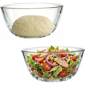 2 Pack 9" Deep Mixing Bowls Glass Salad Bowl Round Glass Serving Bowls for Cooking Baking Prepping 2.7L/91OZ