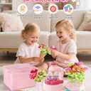 MISSOLO DIY-Crafts for Kids-Toys for Ages 4-13-Arts and Crafts for Kids-Develop Children's Critical Thinking Skills-Gifts for Kids-Fabric Flower Bouquets Toy -SIncludes Toy Storage Box (Pink)