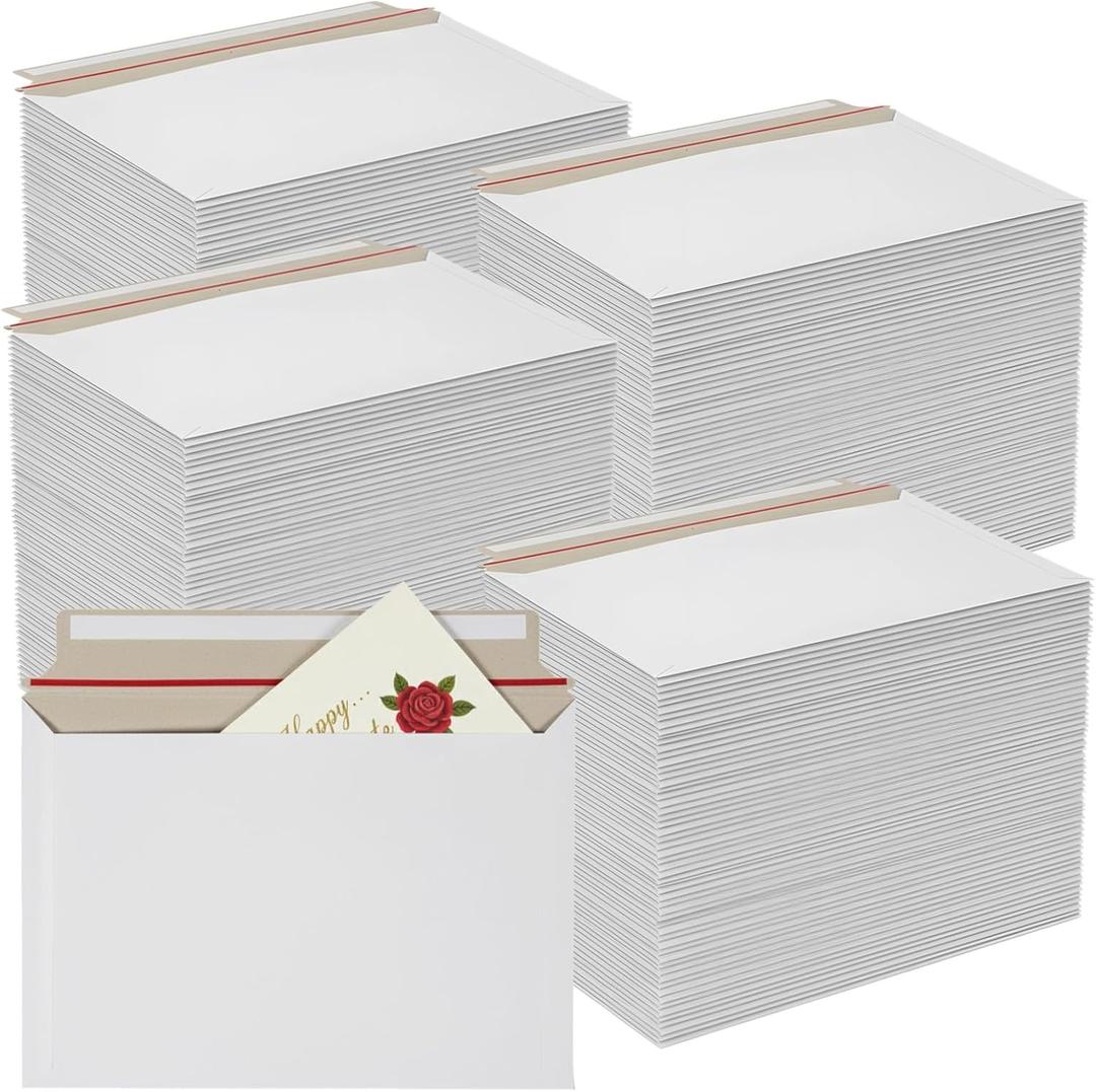 500 PCS 6.5 x 4.5 Inch Self Seal Rigid Mailers, White Rigid Photo Mailers, Rigid Mailer Self Seal Cardboard Envelopes for Photos, Document, CD, Coins, Stamps (500)