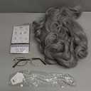 Old Lady Wigs for Women Short Curly Gray Granny Wig Old Lady Costume for Woman Halloween Costume 5 Piece Wig