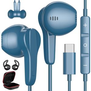 USB C Headphones for iPhone 17 Air 16 15 Pro Max Plus, Type C Earphone with Mic HiFi Stereo Volume Magnet in Ear USBC Wired Earbud for Samsung Galaxy S26 S25 S24 Ultra S23 Fe S22+ Flip/Pixel 10, Blue
