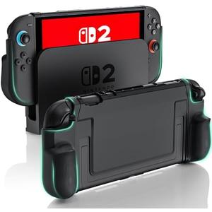 BHGift for Switch 1 Grip Case (2025), Upgraded Slim Switch 2 Dockable Protective Case, Console Hard Cover Like a Real Gamepad for Handheld, Shockproof and Scratchproof, Black