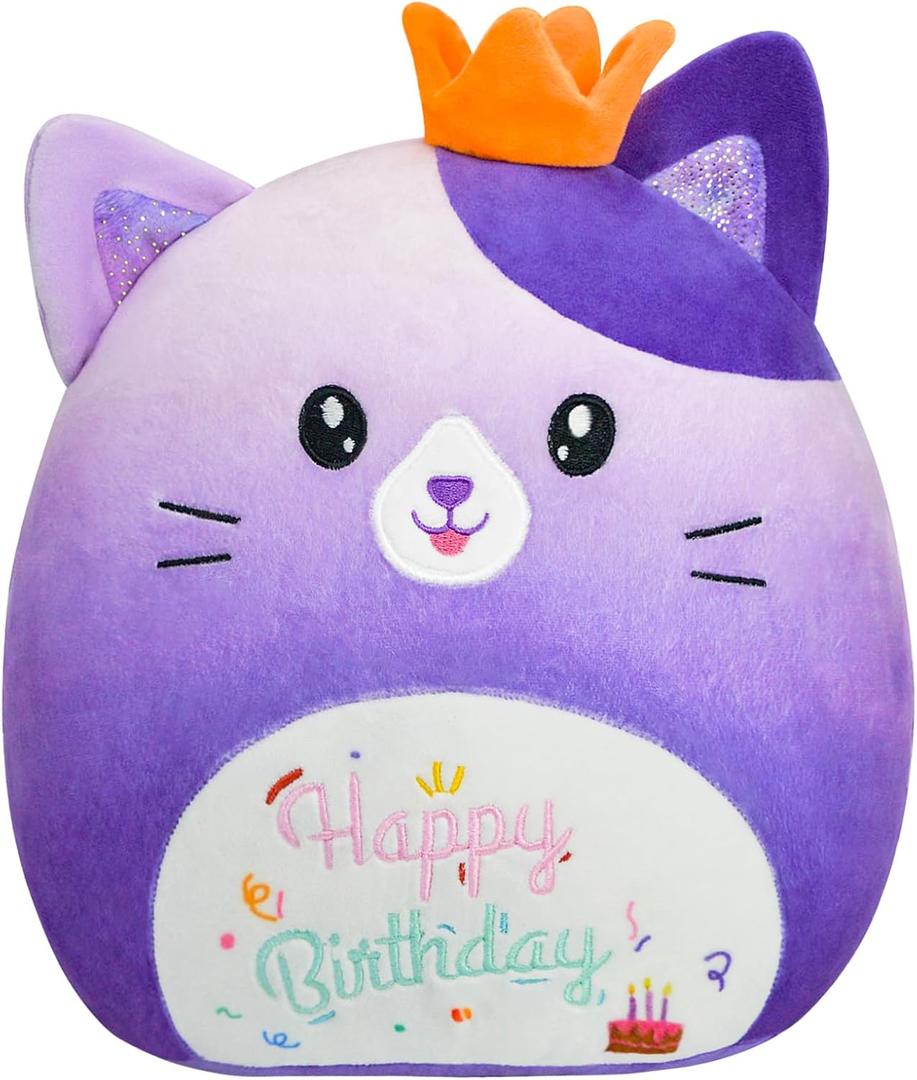 Cat Stuffed Animal Cat Plush Toys 12 Inch Soft Plushies Pillow Cute Gradient Purple Plushies Room Decoration Birthday Gifts for Kids Toddlers Girls and Boys (Medium)