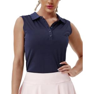 BUBBLELIME Sleeveless Polo Women's UPF 50+ Sun Protection Athletic Tennis Golf Shirts Quick Dry Outdoor Sports (Medium)