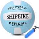 ABAJI Volleyball Official Ball Thicker PU Waterproof Anti-Explosion 15+ Years Kids Girls Boys Indoor Training Game Outdoor Sand Beach Pool Play Pump Needle (Light Blue)
