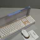 Wireless Keyboard and Mouse, Vssoplor Rechargeable Quiet Full-Size Keyboard and Mouse Combo Set Ultra Slim Design for Laptop, PC, Notebook, Desktop-White and Gold