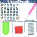 30 Pcs Winter Magnetic Diamond Art Decor Blue Crystal Ball Diamond Painting Magnets Kits Winter Adult DIY Art Fridge Magnet Refrigerator Sticker for Beginners Gifts Home Car Garage Decors