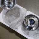 Clear Acrylic Elevated Dog Bowls with Writable Name Signs - 2×32oz Thick Glass & 2×Stainless Steel Bowls, 5.5" Height Raised Pet Feeder Stand, Food and Water Bowl Set for Medium Dogs