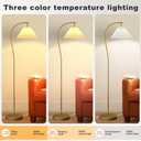 Unique Arc Floor Lamp, Bright 12W Three-Color Dimming Bulb, Wavy Pleated Lamp shade, Brass Gold Curved Standing Reading lamps Living Room Bedroom Office Library, Modern Cute Rustic Vintage Tall Lights