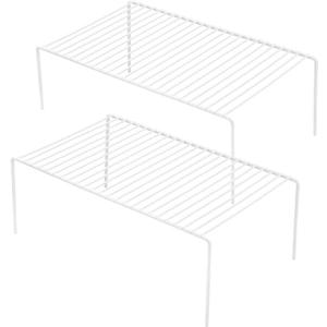 iPEGTOP Kitchen Cabinet Storage Shelf Rack, Set of 2 Large (15.7 x 9.4 Inch) Rustproof Metal Wire Shelves Spice Shelf Rack Cupboard Organizer for Pantries Countertops Utensils Organization, White