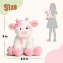 Hopearl Adorable Plush Cow Toy Floppy Dairy Cattle Soft Stuffed Animal Cute Birthday Gifts for Boys Girls Kids Toddlers, Pink, 9''