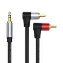 3.5mm to 2 RCA Cable, Angle 2RCA Male to 3.5mm Male Auxiliary Stereo Audio Y Splitter Cable Compatible with TV, Smartphones, MP3, Tablets, Speakers, Home Theater, etc (1.5m/59inch)
