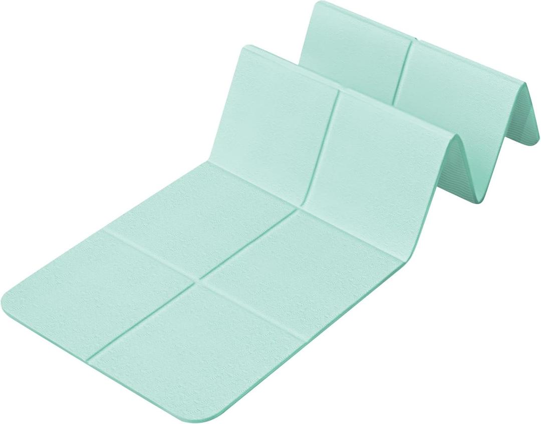 Kanonmaori Foldable Yoga Mat for Travel 72"x 31.5"x 0.31"Inch, 8mm Thick Folding Exercise Mat, Non-slip Pilates Mat for Women & Men, Travel Yoga Mat Packable for Workout and Fitness (green）