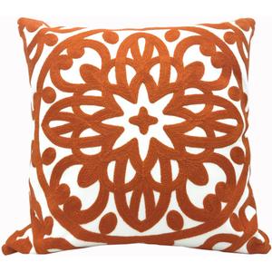 Alysheer Embroidered Decorative Throw Pillow Cover 20"x 20", Boho Mandala Modern Thick Embroidery Pattern, Durable Cotton Canvas Soft Cushion Case for Sofa Couch Bed Living Room (Burnt Orange)