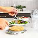 Acellegic 91pcs Acrylic Cutlery Storage Organizer Set with Utensils Cutlery Dispenser and 30 Sets Plastic Forks Spoons Knives Plastic Silverware Disposable Utensils for Parties Dining Kitchen