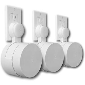 Google WiFi Outlet Holder Mount: [New 2020  Present Version  Round Plug] The Simplest Wall Mount Holder Stand Bracket for Google WiFi Routers and Beacons - No Messy Screws! (3-Pack)