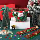 Christmas Bike Basket, Christmas Bike Basket Front Set Include Rattan Woven Bike Baskett with Bells Santa Plush Patterns, Xmas Stickers, Bike Bell, 2 Pcs Ribbons Tassels, Wheel Spoke Decoration (Green)