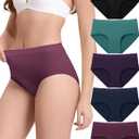 BAMBOO COOL Women's Underwear Ladies Brief Seamless Panties Moisture Wicking Stretchy Full Coverage (X-Large, Multicolor-5pack-high Waist-c)
