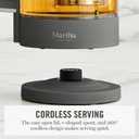 Martha Stewart Electric Kettle with Removable Stainless Steel Tea Infuser, Glass Carafe1.7L (7 Cups), Hot Water Boiler, 4 Presets, Keep Warm & Auto Shut-Off, Cordless 360 Swivel Base, Caviar Gray