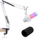 For HyperX QuadCast S White Boom Arm - White Mic Arm Compatible with Hyper x QuadCast, Microphone Boom Arm with Pop Filter, Improve Sound Quality, Mic Boom Arm for Hyperx QuadCast by SUNMON