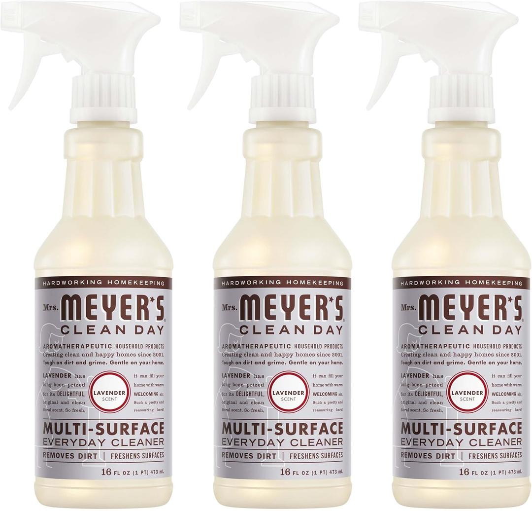 MRS. MEYER'S CLEAN DAY Multi-Surface Everyday Cleaner, Lavender Scent, 16 Fl Oz Bottle - 3 Pack