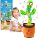 Baby Toys Dancing Talking Cactus for Toddlers, Interactive Boys Girls Funny Gifts for Infants 6-18 Months, Volume Adjustable, Mimicking Singing Repeating Recording Light Up Toy with English Songs