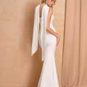 GLNEGE Women's Bodycon Formal Wedding Guest Maxi Dresses with Scarf Summer Strapless Elegant Cocktail Party Dress 2026 (White, L)