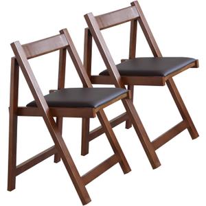 Folding Dining Chairs with Padded Seat Lightweight sillas para Fiestas,2 Pack Folding Chair for Dinner,Party Wedding,Picnic Event, 196LB Weight Capacity(Walnut)