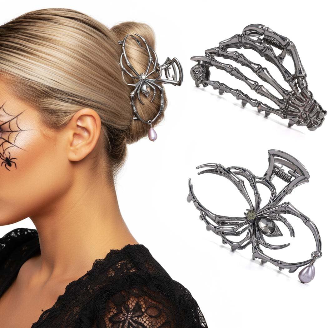 Fashey Hair Claw Clips Black Metal Hair Clips for Thick Skeleton Hand Hair Claws Hair Accessories for Women