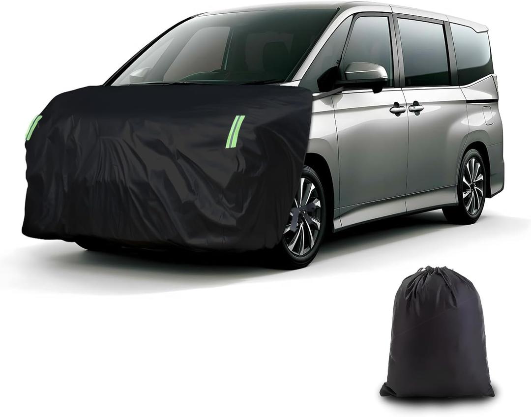 Universal Car Engine Cover for Van (L:185-205in x 65-77in), Car Hood Cover with Reflective Straps, Elastic Band & Hook