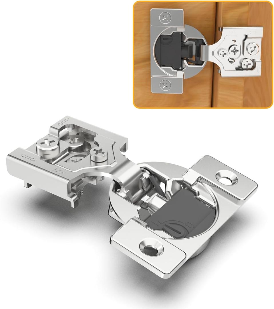 10 Pack 3/8" Overlay 4D Soft Close Concealed Hinges for Face Frame Door, Adjustable Closing Speed, Smooth Slow Self Close Hinges, Satin Nickel, 105 Open Angle Stainless Steel Cabinet Hinges