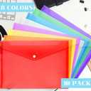 50 Pcs Plastic Envelopes, Poly Envelopes with Snap Button Closure, Clear Document Folders, A4 Letter Size File Envelope, Plastic File Folders for Home Work Office Organization, 8 Colors