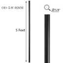 5 Feet x 5/8-inch Round Horizontal Bar Baluster for Stair Remodel - Wrought Stair Iron Baluster for Staircase, 10 Pack Matte Black