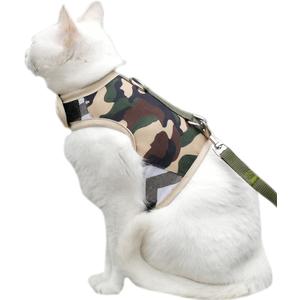 Cat Harness and Leash Set for Walking Escape Proof, Adjustable Cat Vest Harness, Padded Stylish Cat Walking Jackets, Camo Green, Small (4-6LBS)
