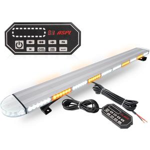 ASPL 49 inch Low Profile Rooftop Emergency Strobe Lights Bar Flashing Warning Security Traffic Advisor Hazard/Full Aluminum/Take Down & Alley Light for Trucks Tow Construction Vehicles (Amber/White)