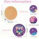 Gemozaic Butterfly Diamond Art Kits for Kids with Round Frame, Animals Kids Diamond Art Painting Kit for Ages 6-8-12, DIY Gem Painting for Girls, Boys, Home Wall Decor (8x8inch)