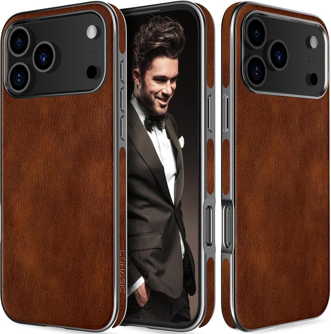 LOHASIC for iPhone 17 Pro Case, Luxury Business Leather Slim Phone Back Cover with Soft Microfiber Lining Cases for iPhone 17 Pro 6.3 inch 2025 New, Brown