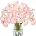 Letjolt Ranunculus Artificial Flower Pink Silk Flowers Faux DIY Bouquet for Wedding Engagement Centerpieces Arrangements Bridal Shower Decorations Home Decor 2Pcs