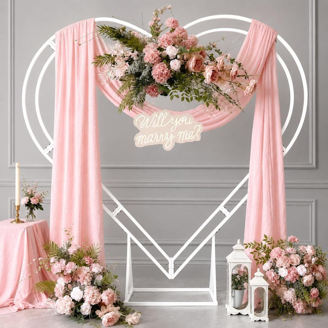 6.15FT Heart Arch, Heart Arch Stand with LED Neon Sign(White), 73.8inch*73.8inch