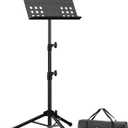 Vekkia Sheet Music Stand-Metal Professional Portable Perforated Music Stand with Carrying Bag,Folding Adjustable Music Holder,Super Sturdy suitable for Instrumental Performance & Band & Travel