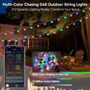 Smart Outdoor String Lights 65.6Ft, RGB IC Color Changing LED Patio Light IP67 Waterproof with 26 G40 Bulbs, Remote, App Control, Timer, Music Sync 5V Outdoor Hanging Lights for Garden Party Christmas