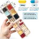 LANDNEOO 14 Grids Pill Organizer Box with Labels, Travel Medication Holder Dispenser Case Kit, Pocket Daily Pharmacy Container for Fish Oil Vitamin Supplement Storage, Khaki Pink Grey, 3 Pack